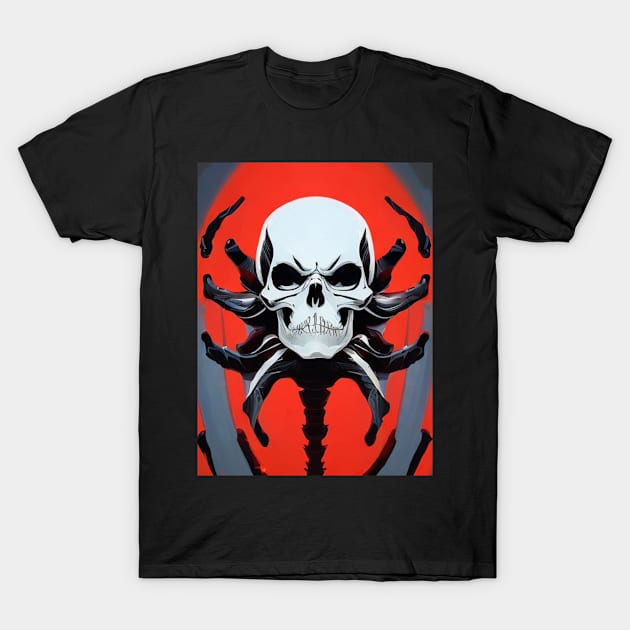 Grim Elegance: Exploring the Haunting Beauty of Alternative Skull Art T-Shirt by ShyPixels Arts